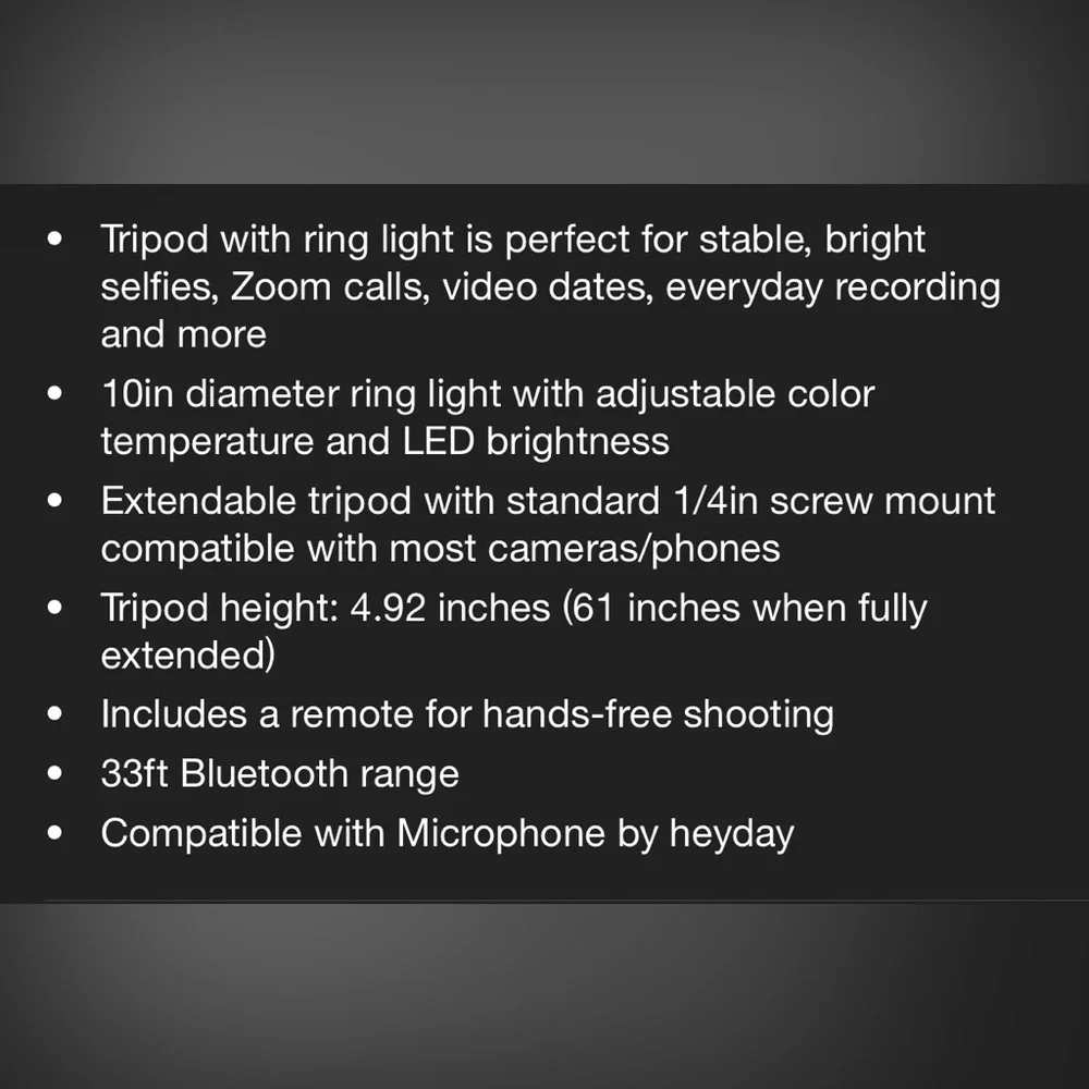 HEYDAY Ring Light with Tripod Stone white NEW